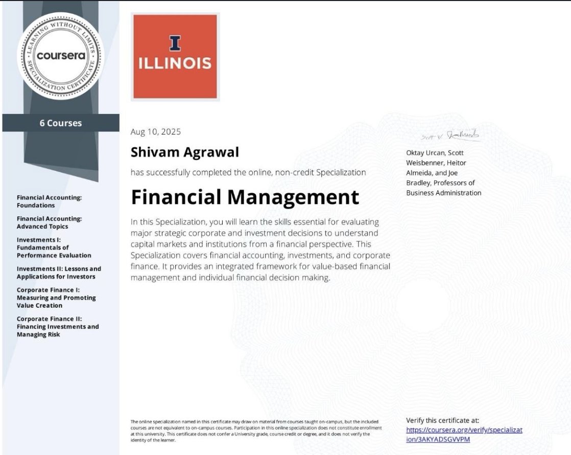 Certificate: Financial Management Specialisation (6 courses)