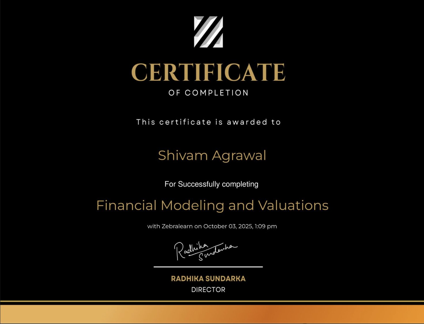 Certificate: Financial Modeling and Valuations